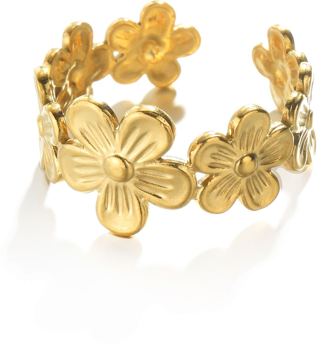 MYKI Floral Adjustable Ring | Anti-Tarnish Finish (MKR736-SSYI)