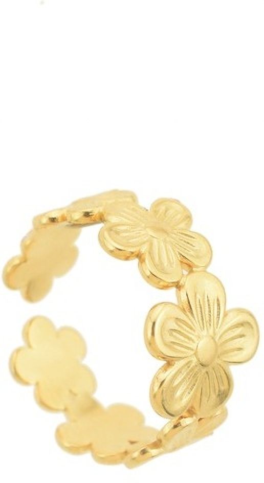 MYKI Floral Adjustable Ring | Anti-Tarnish Finish (MKR736-SSYI)