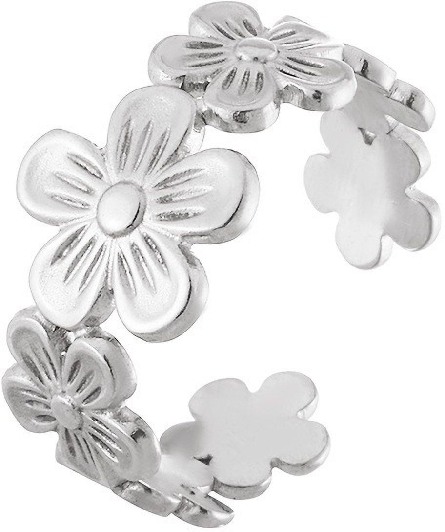 MYKI Floral Adjustable Ring | Anti-Tarnish Finish (MKR736-SSYI)