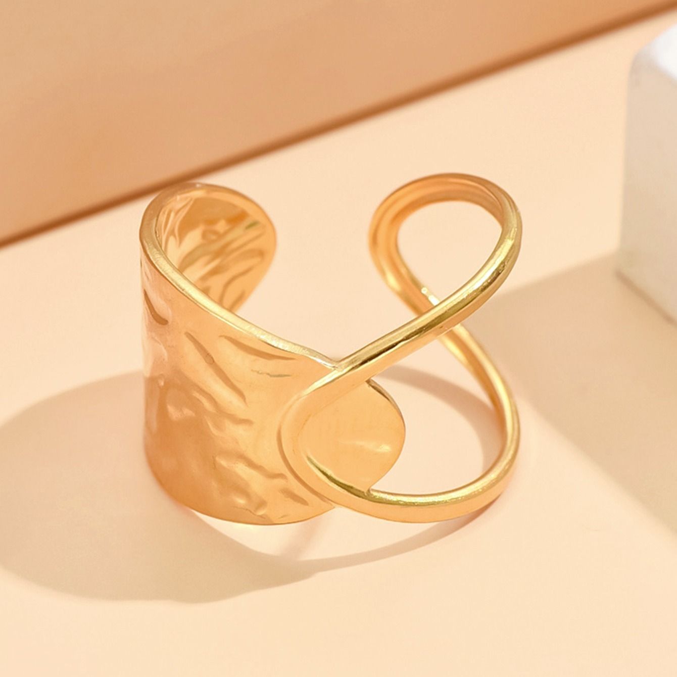 MYKI Sculpted Wrap Adjustable Ring | Hammered Finish (MKR738-SSYI)