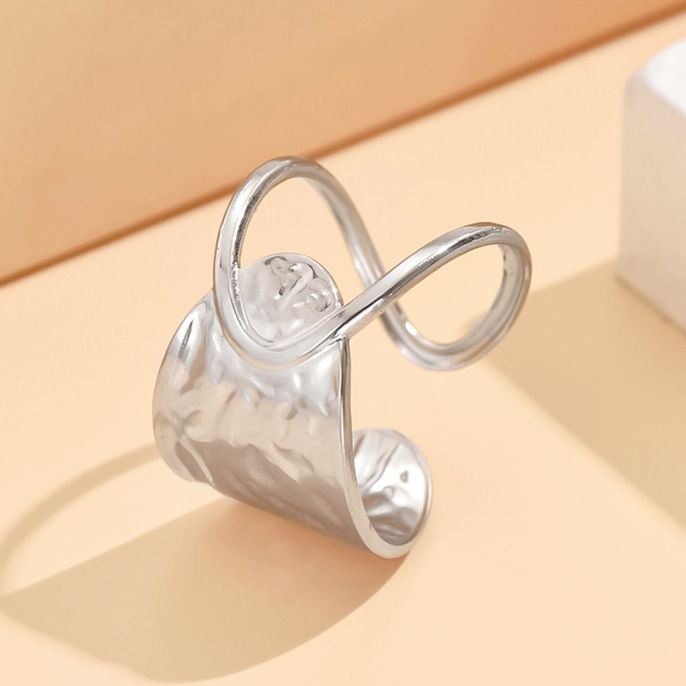 MYKI Sculpted Wrap Adjustable Ring | Hammered Finish (MKR738-SSYI)