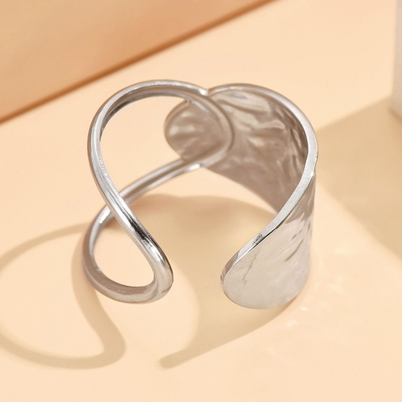 MYKI Sculpted Wrap Adjustable Ring | Hammered Finish (MKR738-SSYI)