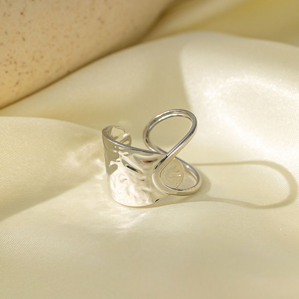 MYKI Sculpted Wrap Adjustable Ring | Hammered Finish (MKR738-SSYI)