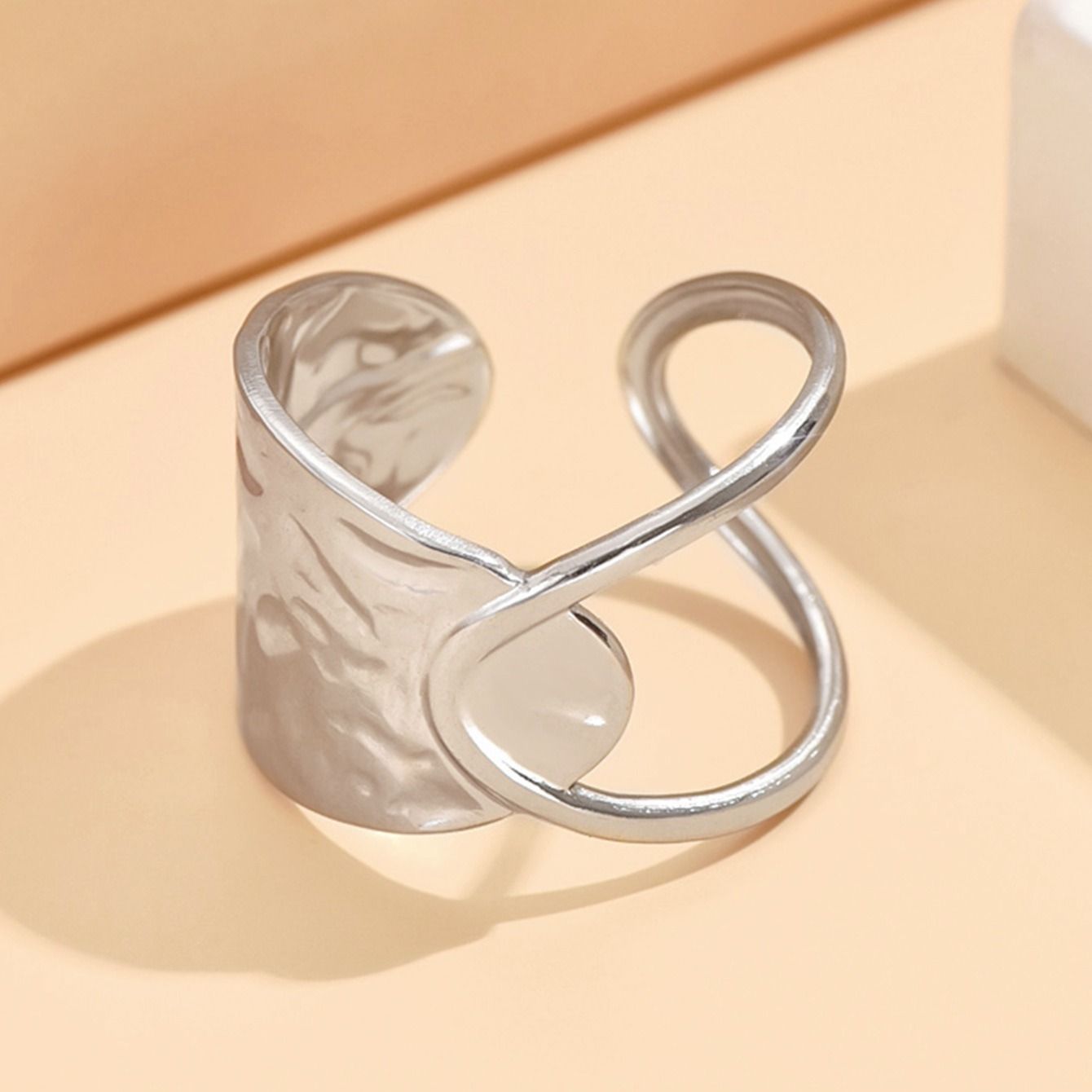 MYKI Sculpted Wrap Adjustable Ring | Hammered Finish (MKR738-SSYI)