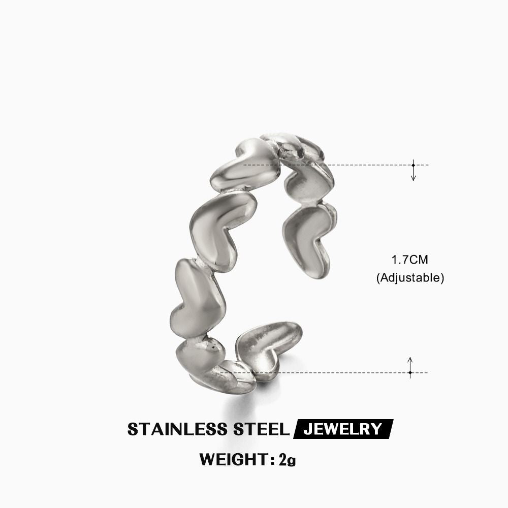 MYKI Adjustable Heart Band Ring | Anti-Tarnish (MKR740-SSYI)