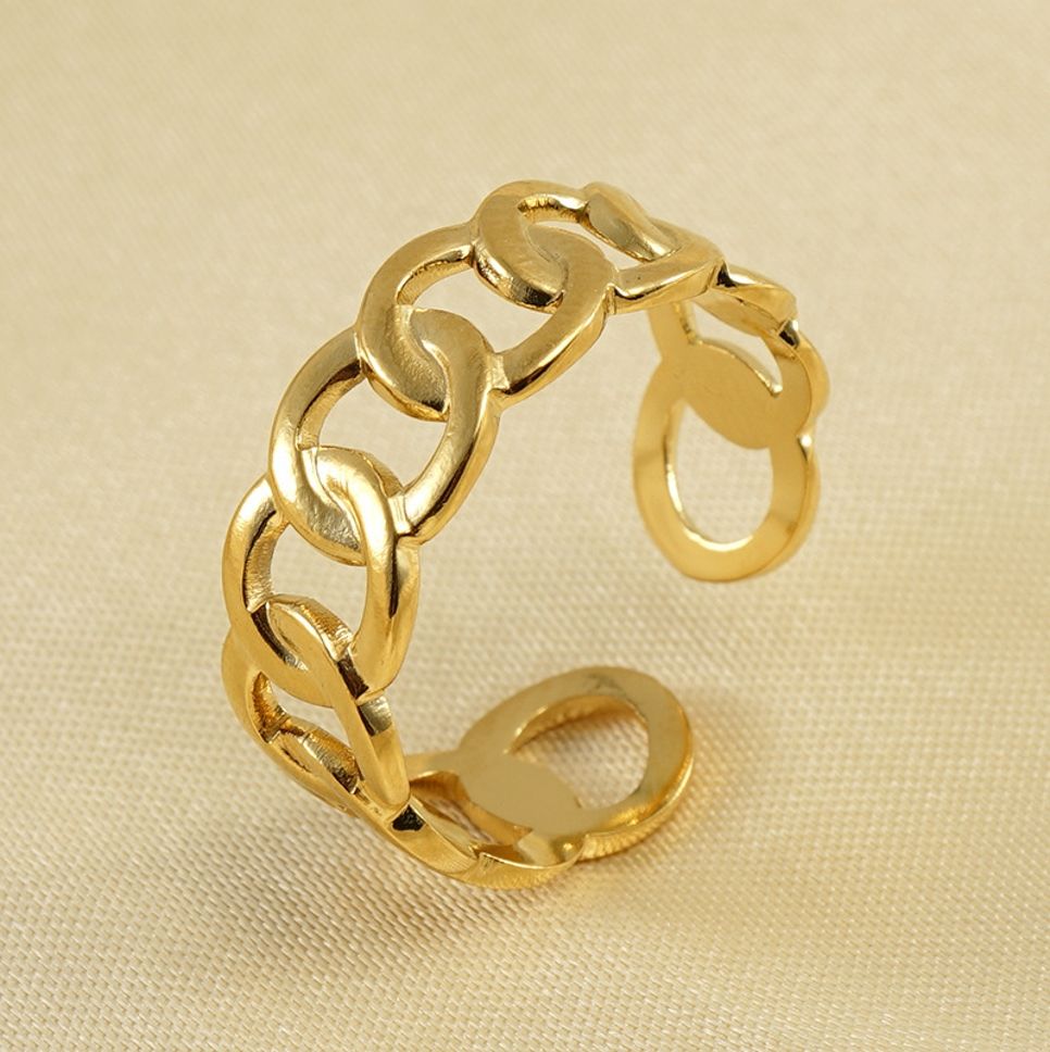 MYKI Chain Link Adjustable Ring | Anti-Tarnish (MKR742-SSYI)