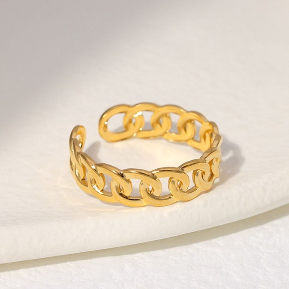 MYKI Chain Link Adjustable Ring | Anti-Tarnish (MKR742-SSYI)