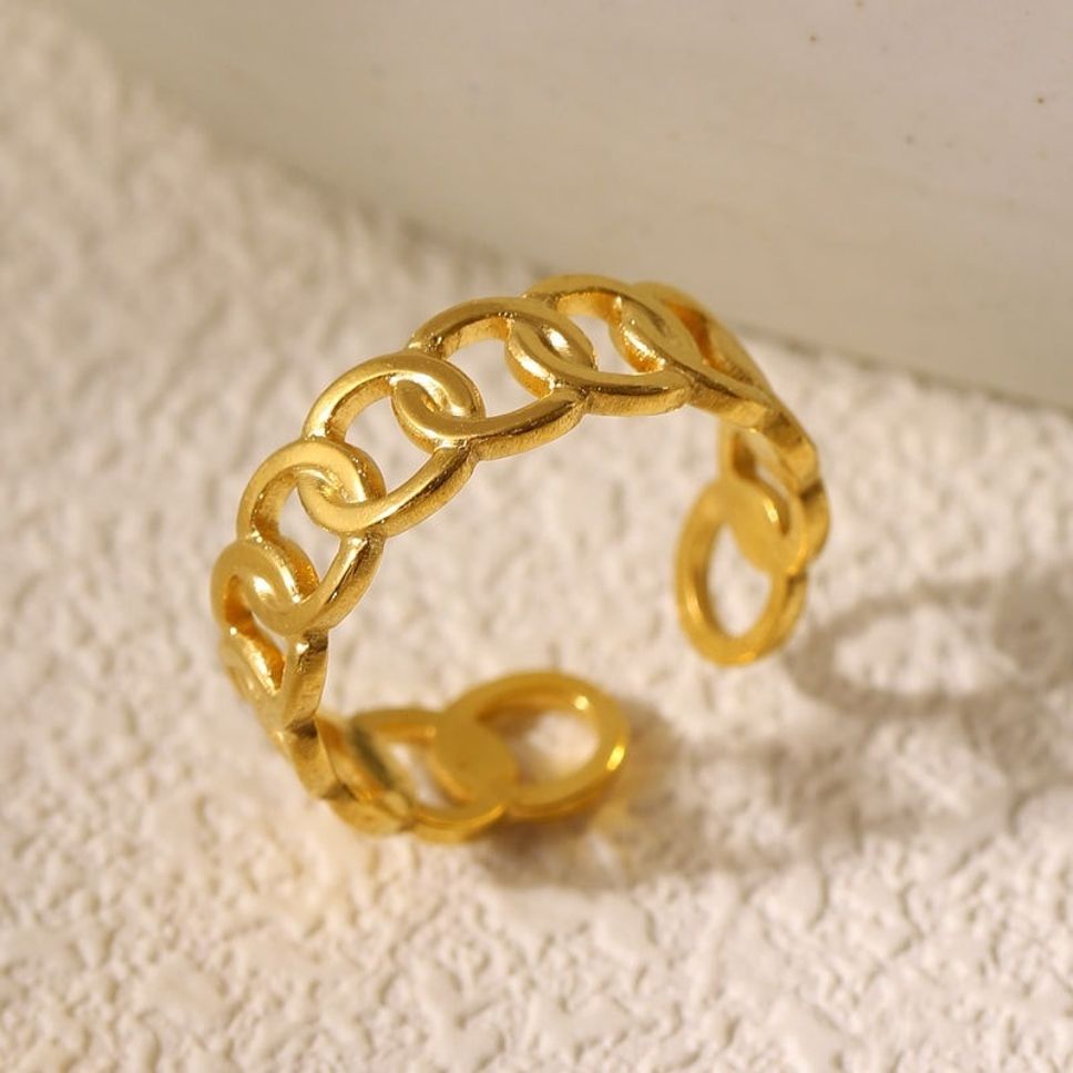 MYKI Chain Link Adjustable Ring | Anti-Tarnish (MKR742-SSYI)