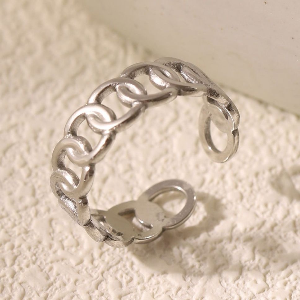 MYKI Chain Link Adjustable Ring | Anti-Tarnish (MKR742-SSYI)