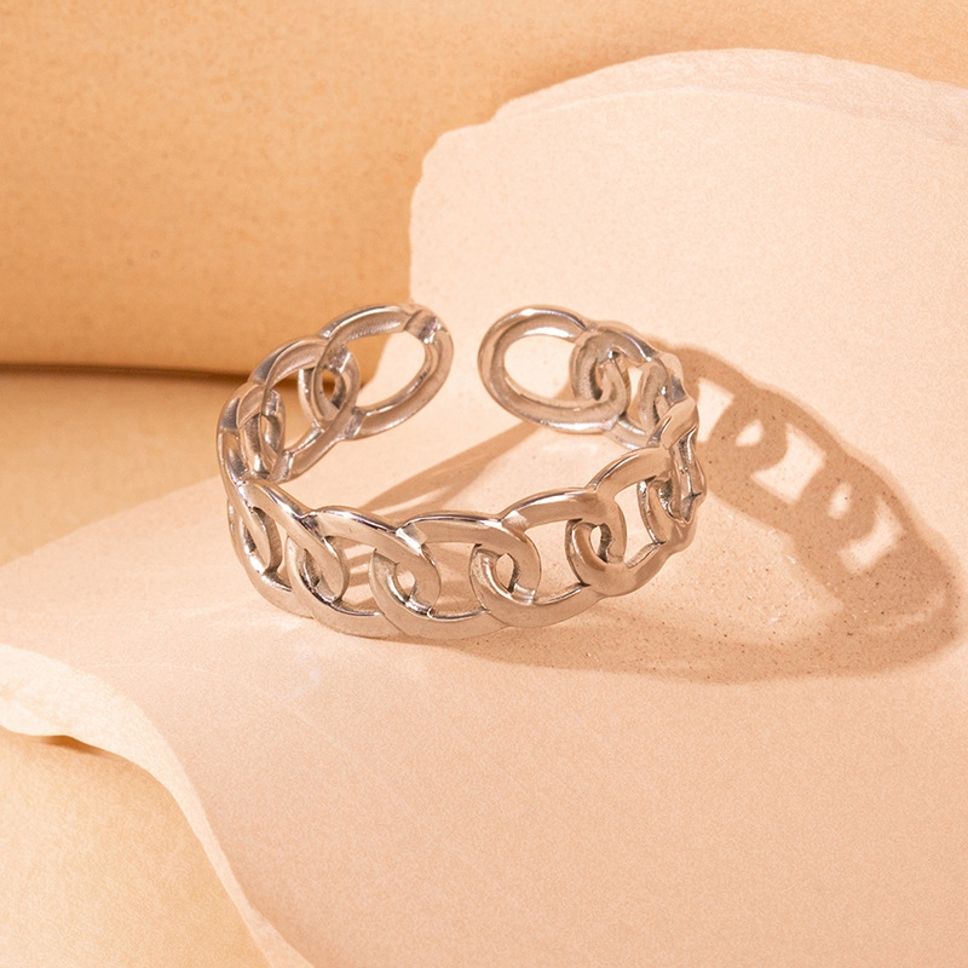 MYKI Chain Link Adjustable Ring | Anti-Tarnish (MKR742-SSYI)