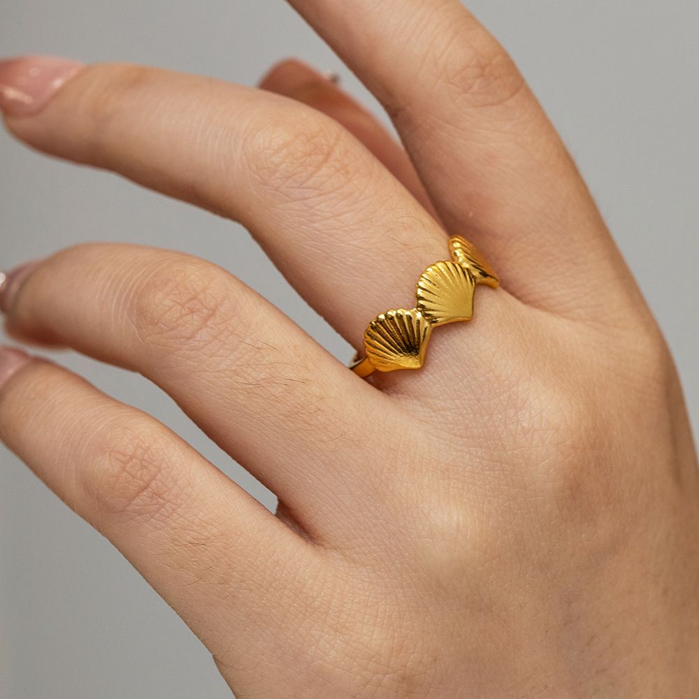 MYKI Shell Design Adjustable Ring | Anti-Tarnish (MKR743-SSYI)