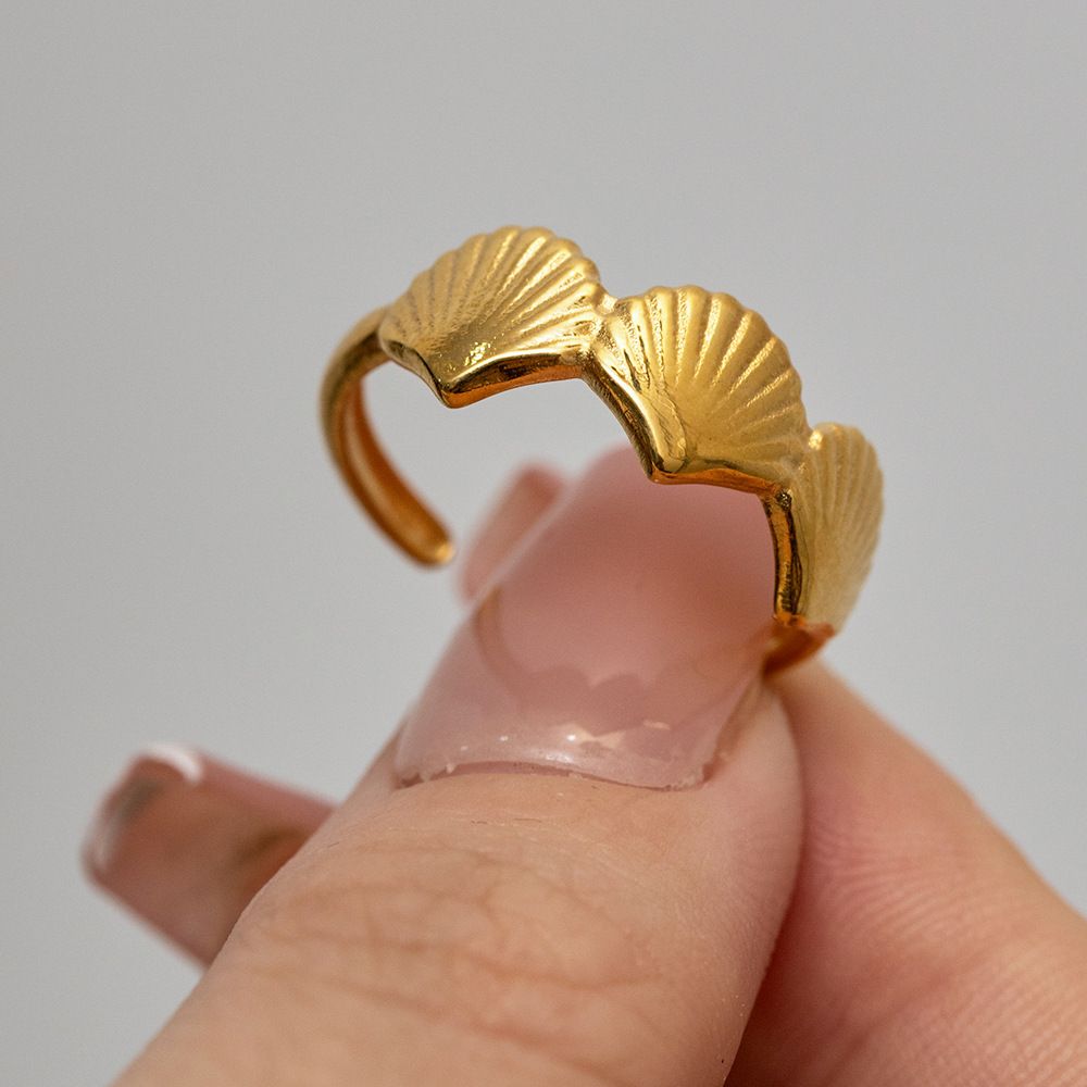 MYKI Shell Design Adjustable Ring | Anti-Tarnish (MKR743-SSYI)
