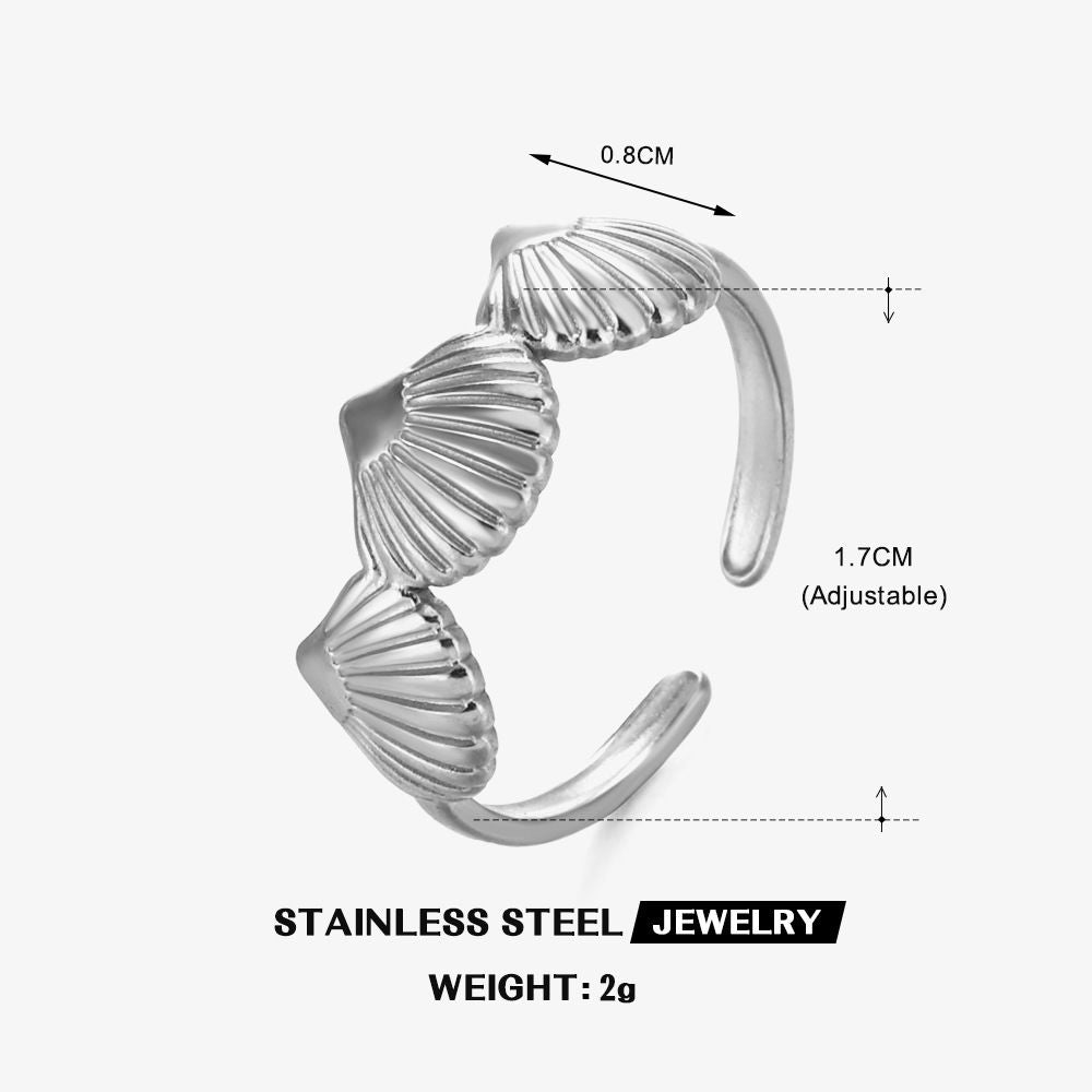 MYKI Shell Design Adjustable Ring | Anti-Tarnish (MKR743-SSYI)