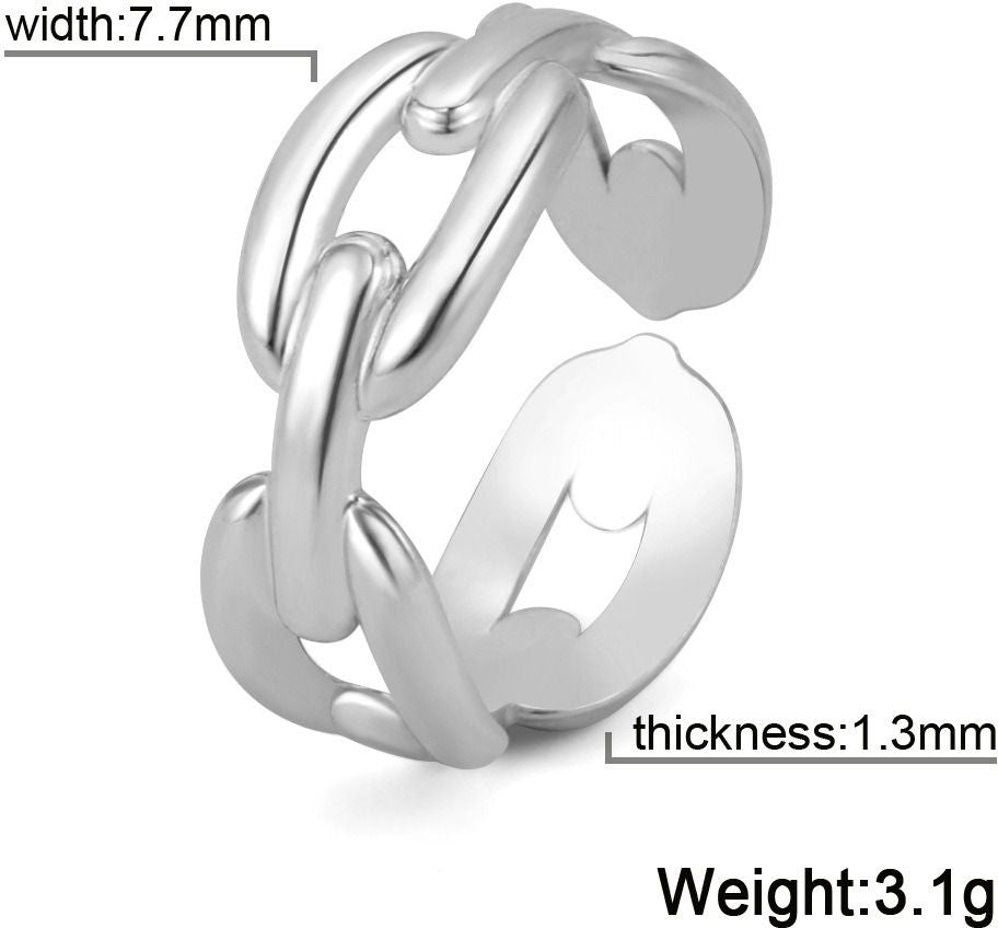 MYKI Anti Tarnish Chain Adjustable Ring | MYKI (MKR753-SSYI)