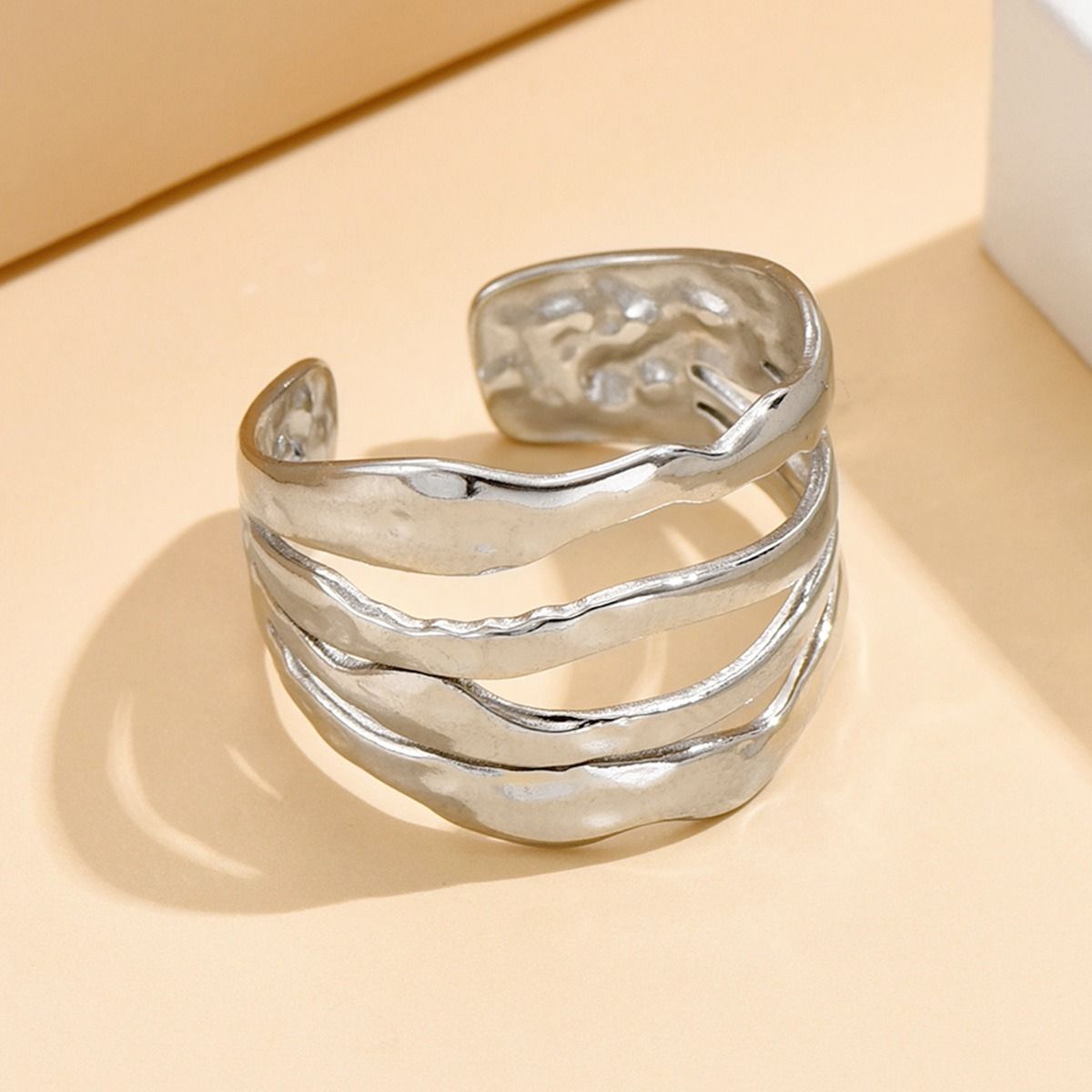 MYKI Multi-Layered Adjustable Band Ring | Anti Tarnish | MYKI (MKR755-SSYI)