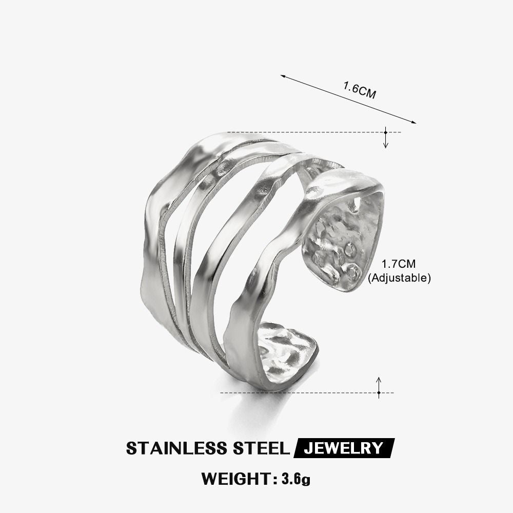 MYKI Multi-Layered Adjustable Band Ring | Anti Tarnish | MYKI (MKR755-SSYI)