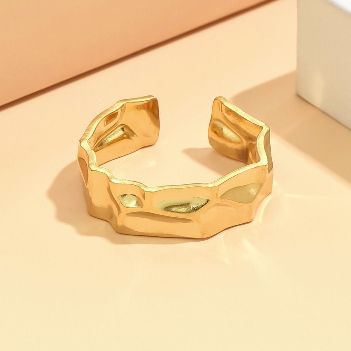 MYKI Textured Abstract Adjustable Ring | Anti Tarnish | MYKI (MKR762-SSYI)