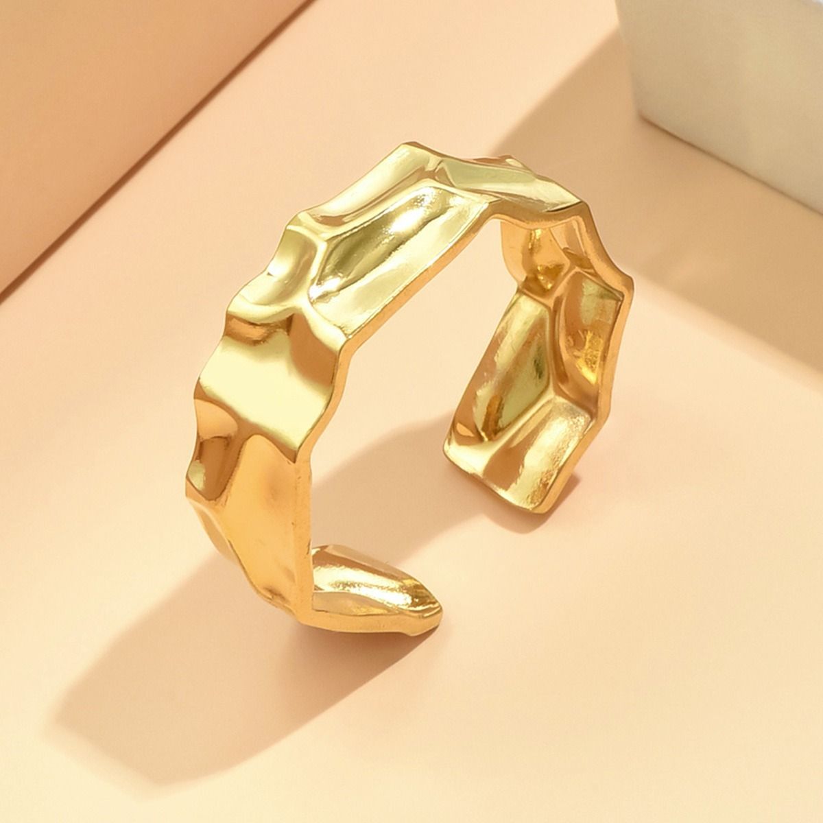 MYKI Textured Abstract Adjustable Ring | Anti Tarnish | MYKI (MKR762-SSYI)