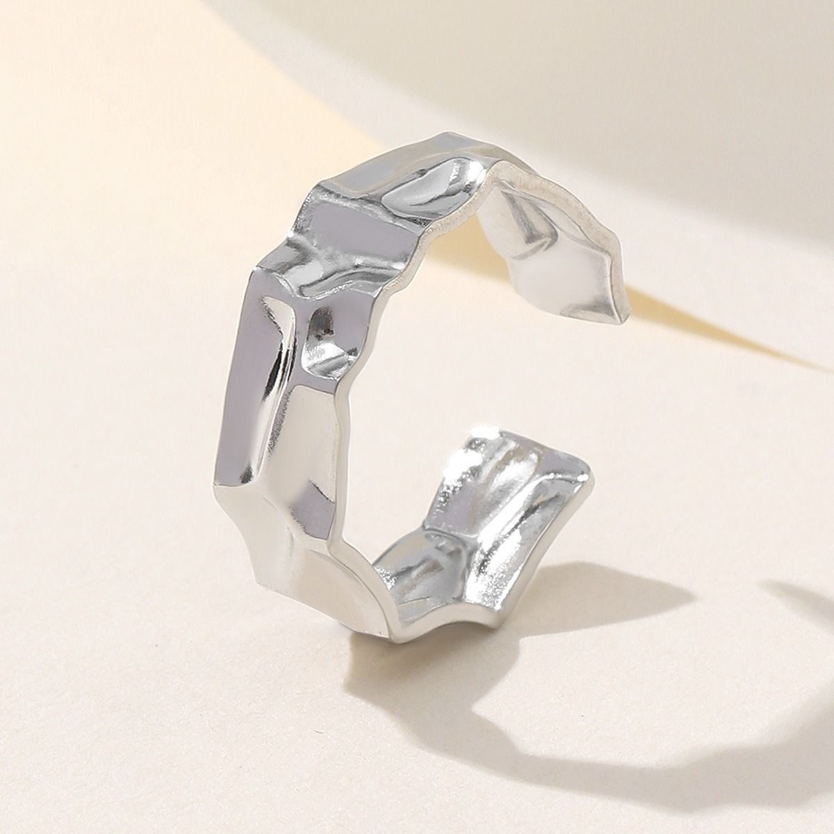 MYKI Textured Abstract Adjustable Ring | Anti Tarnish | MYKI (MKR762-SSYI)