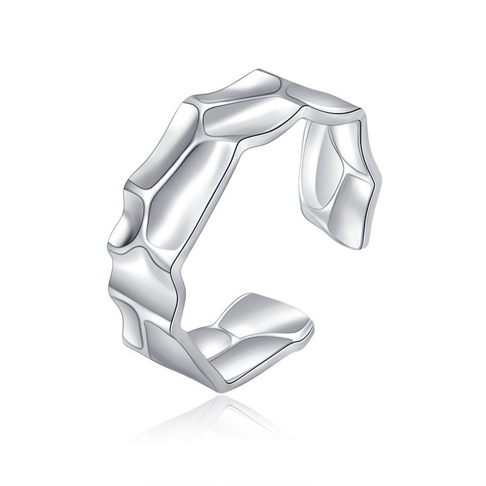 MYKI Textured Abstract Adjustable Ring | Anti Tarnish | MYKI (MKR762-SSYI)