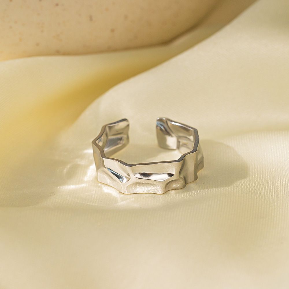 MYKI Textured Abstract Adjustable Ring | Anti Tarnish | MYKI (MKR762-SSYI)