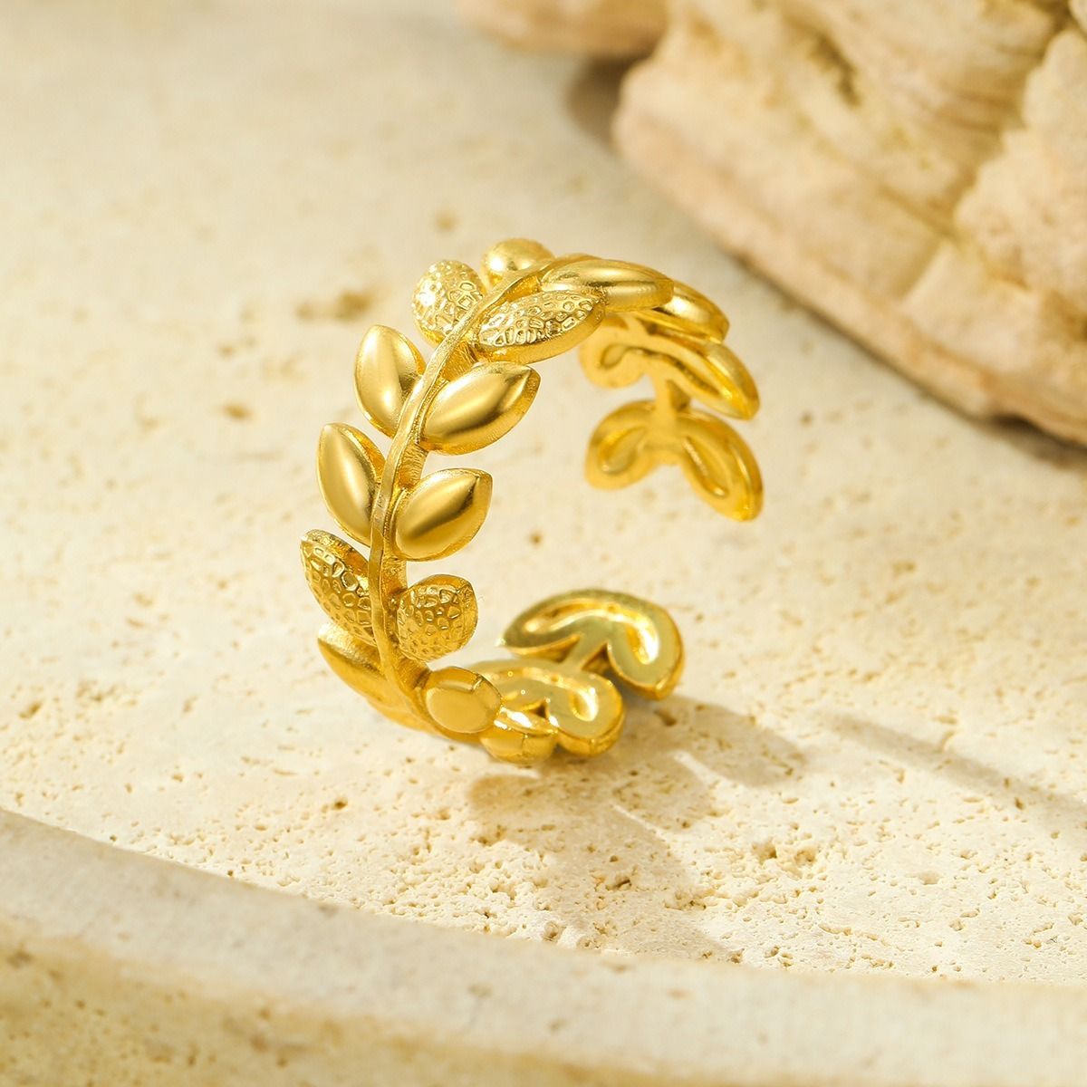 MYKI Olive Leaf Adjustable Ring | Anti Tarnish | MYKI (MKR766-SSYI)
