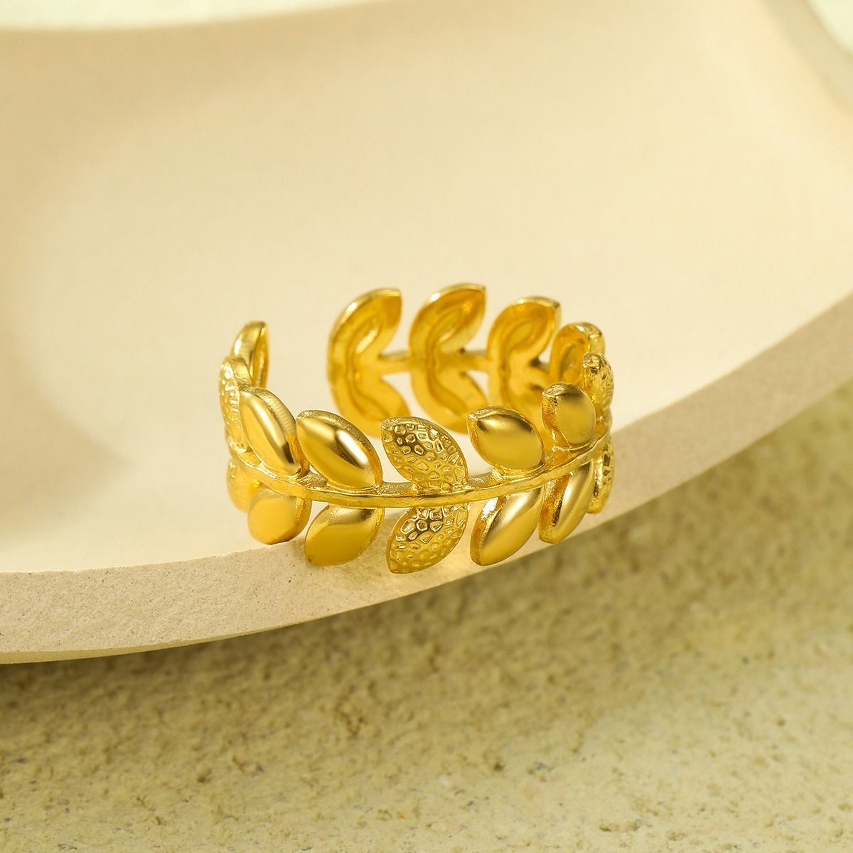 MYKI Olive Leaf Adjustable Ring | Anti Tarnish | MYKI (MKR766-SSYI)