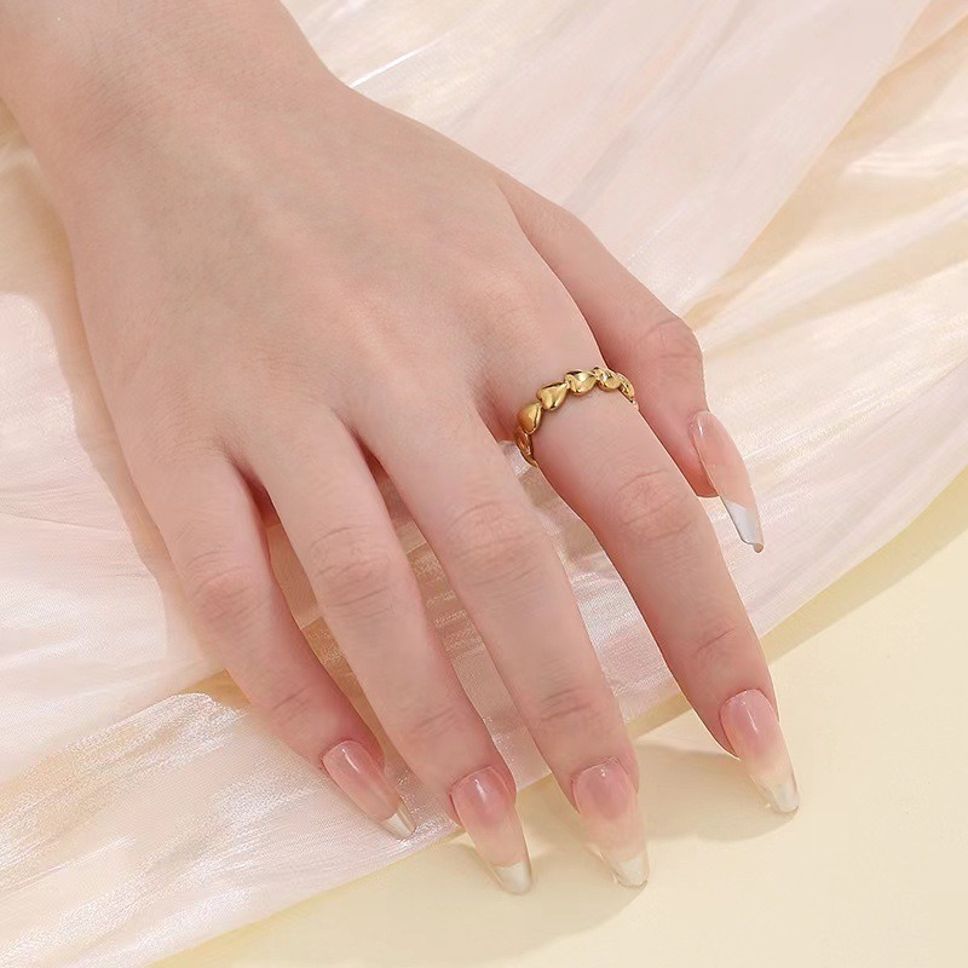 MYKI Linked Heart Adjustable Ring | Anti Tarnish | MYKI (MKR767-SSYI)