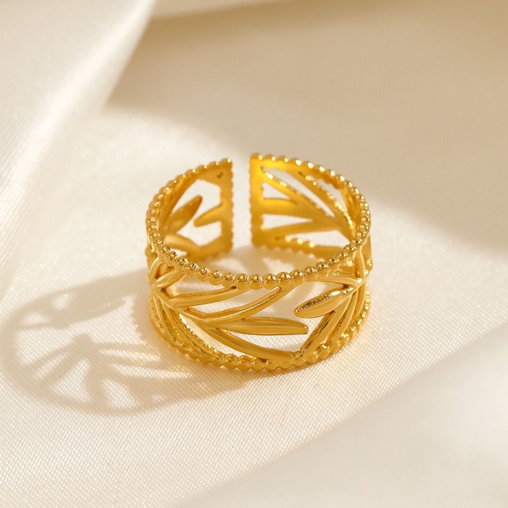 MYKI Cutout Leaf Adjustable Ring | Anti Tarnish | MYKI (MKR770-SSYI)