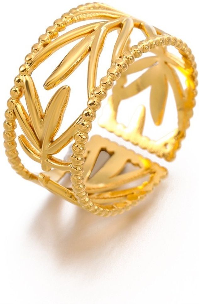 MYKI Cutout Leaf Adjustable Ring | Anti Tarnish | MYKI (MKR770-SSYI)