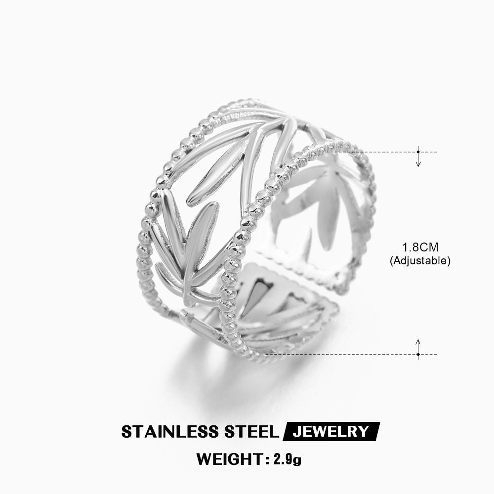 MYKI Cutout Leaf Adjustable Ring | Anti Tarnish | MYKI (MKR770-SSYI)