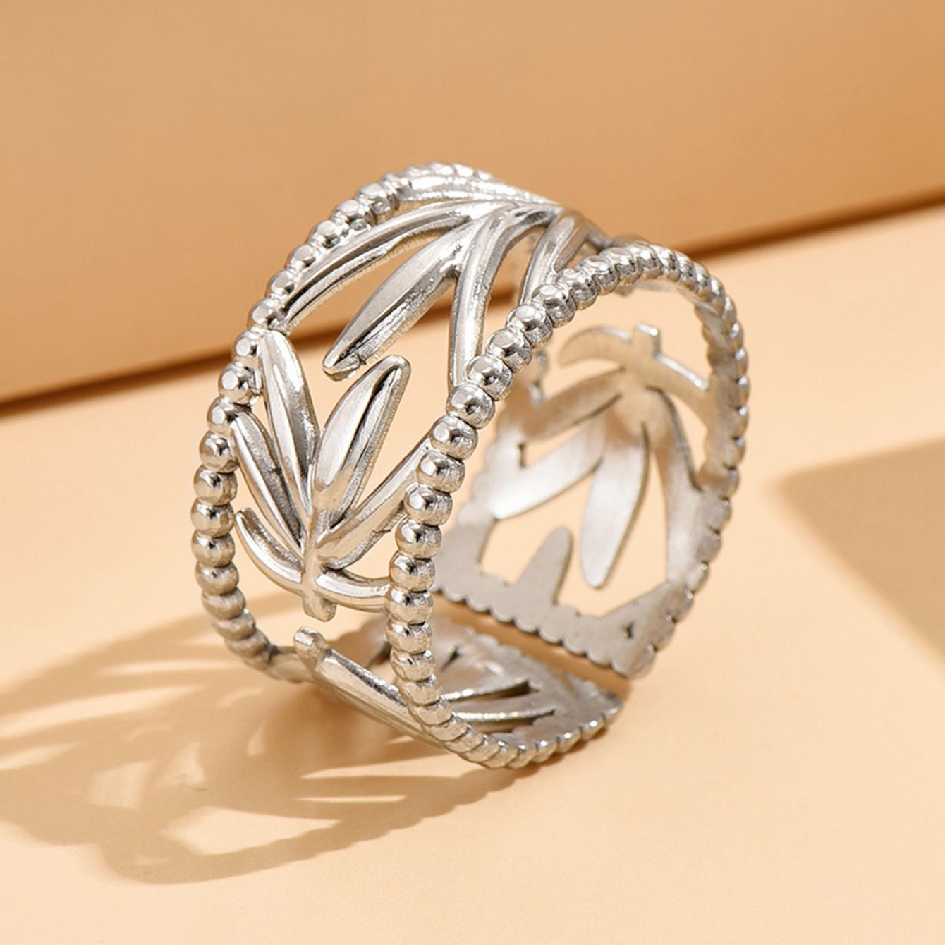 MYKI Cutout Leaf Adjustable Ring | Anti Tarnish | MYKI (MKR770-SSYI)