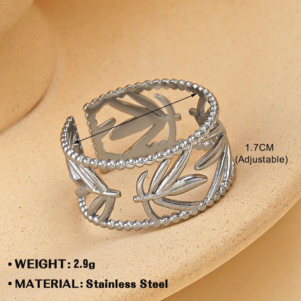 MYKI Cutout Leaf Adjustable Ring | Anti Tarnish | MYKI (MKR770-SSYI)