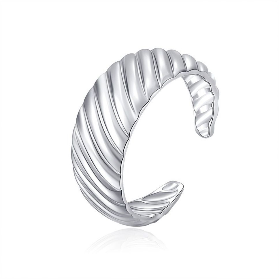 MYKI Textured Open Cuff Ring | Anti Tarnish Adjustable (MKR772-SSYI)