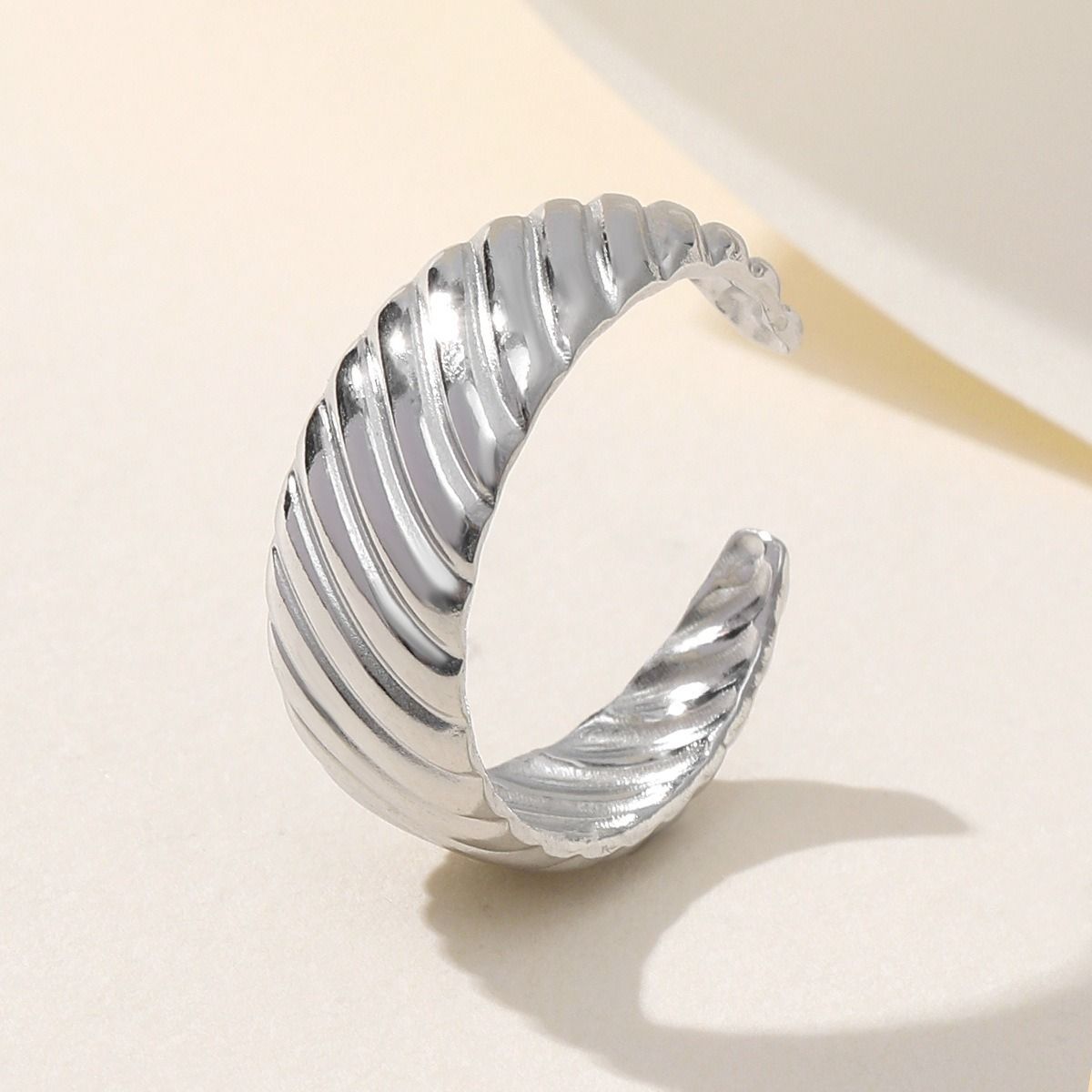 MYKI Textured Open Cuff Ring | Anti Tarnish Adjustable (MKR772-SSYI)