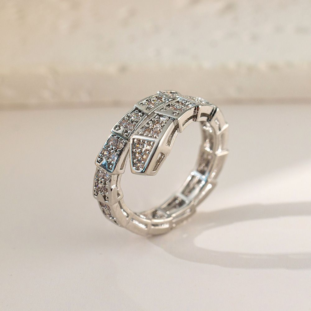 MYKI Luxury Crystal Chain Ring | Anti Tarnish Finish (MKR783-SSYI)
