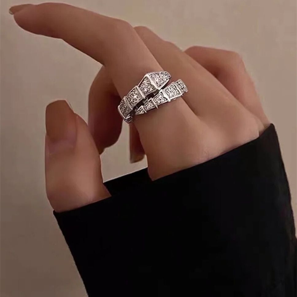 MYKI Luxury Crystal Chain Ring | Anti Tarnish Finish (MKR783-SSYI)