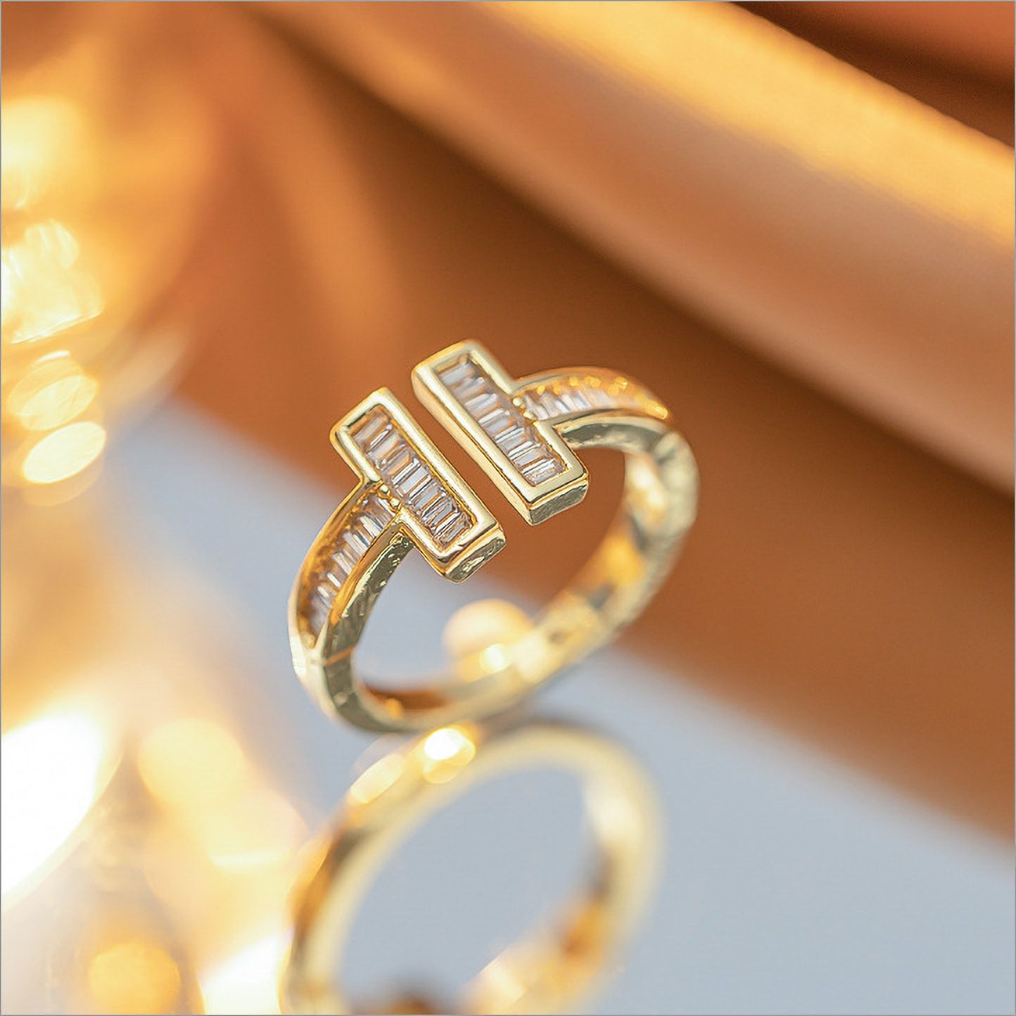 MYKI Baguette Bar Adjustable Ring | Anti Tarnish Finish (MKR784-SSYI)