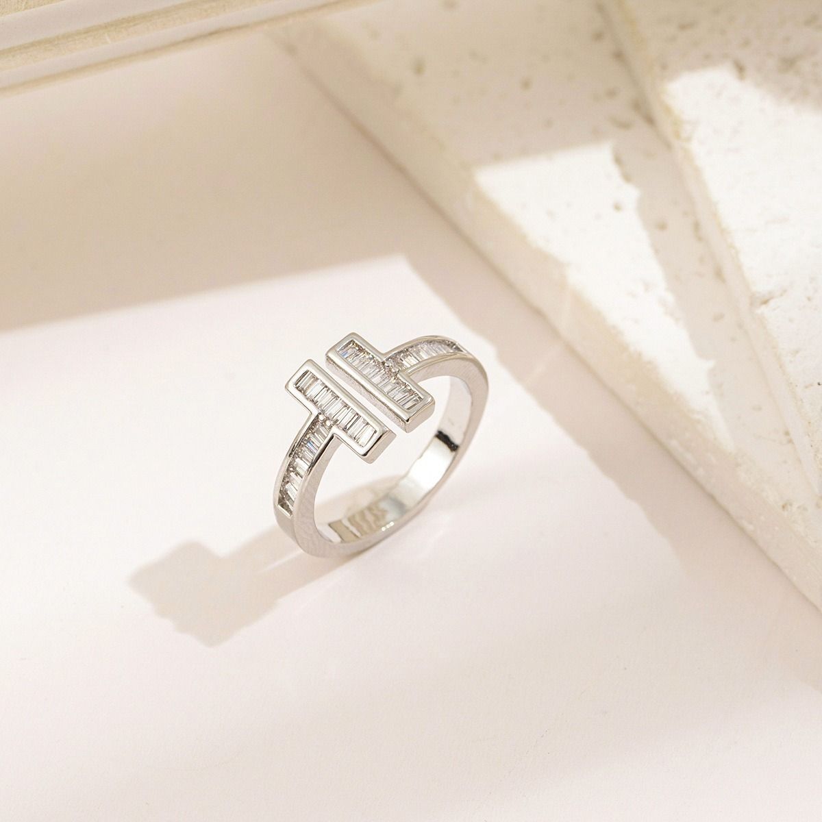 MYKI Baguette Bar Adjustable Ring | Anti Tarnish Finish (MKR784-SSYI)