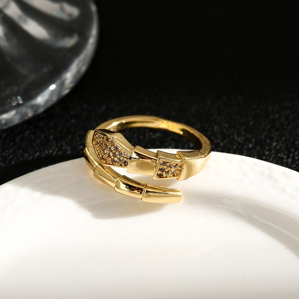 MYKI Geometric Crystal Adjustable Ring | Anti Tarnish Finish (MKR785-SSYI)