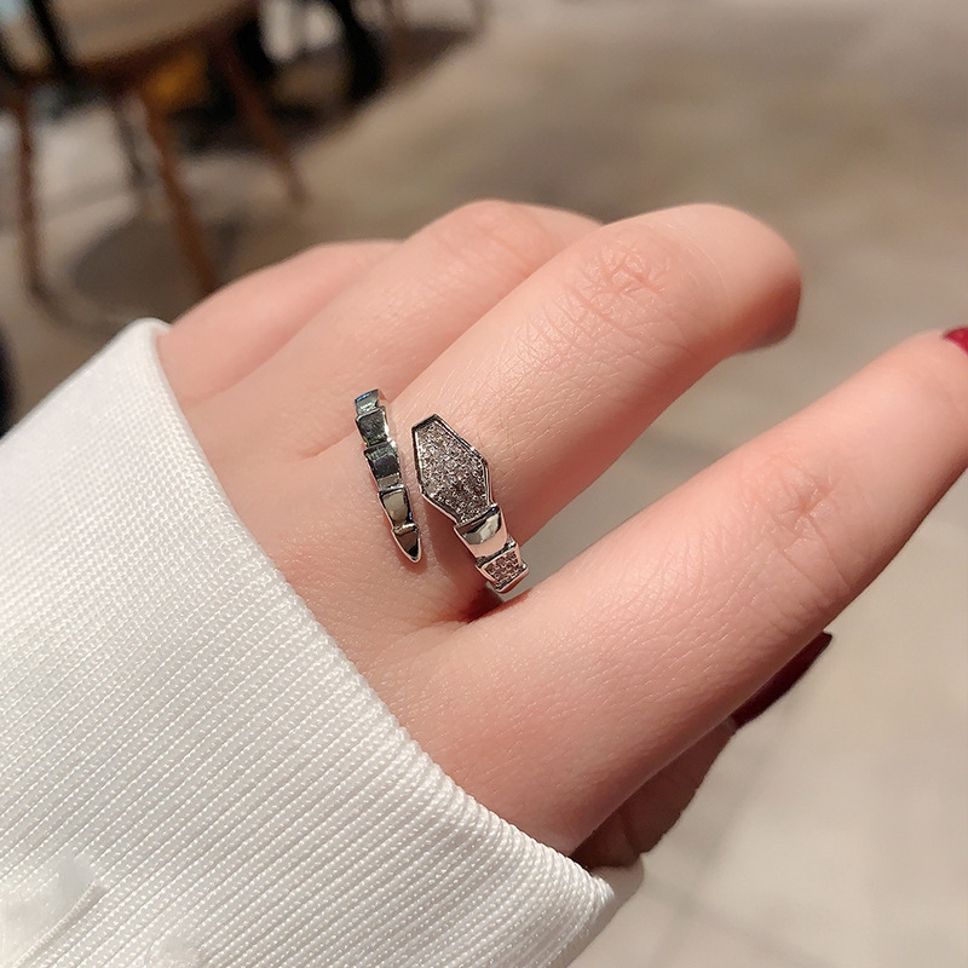 MYKI Geometric Crystal Adjustable Ring | Anti Tarnish Finish (MKR785-SSYI)