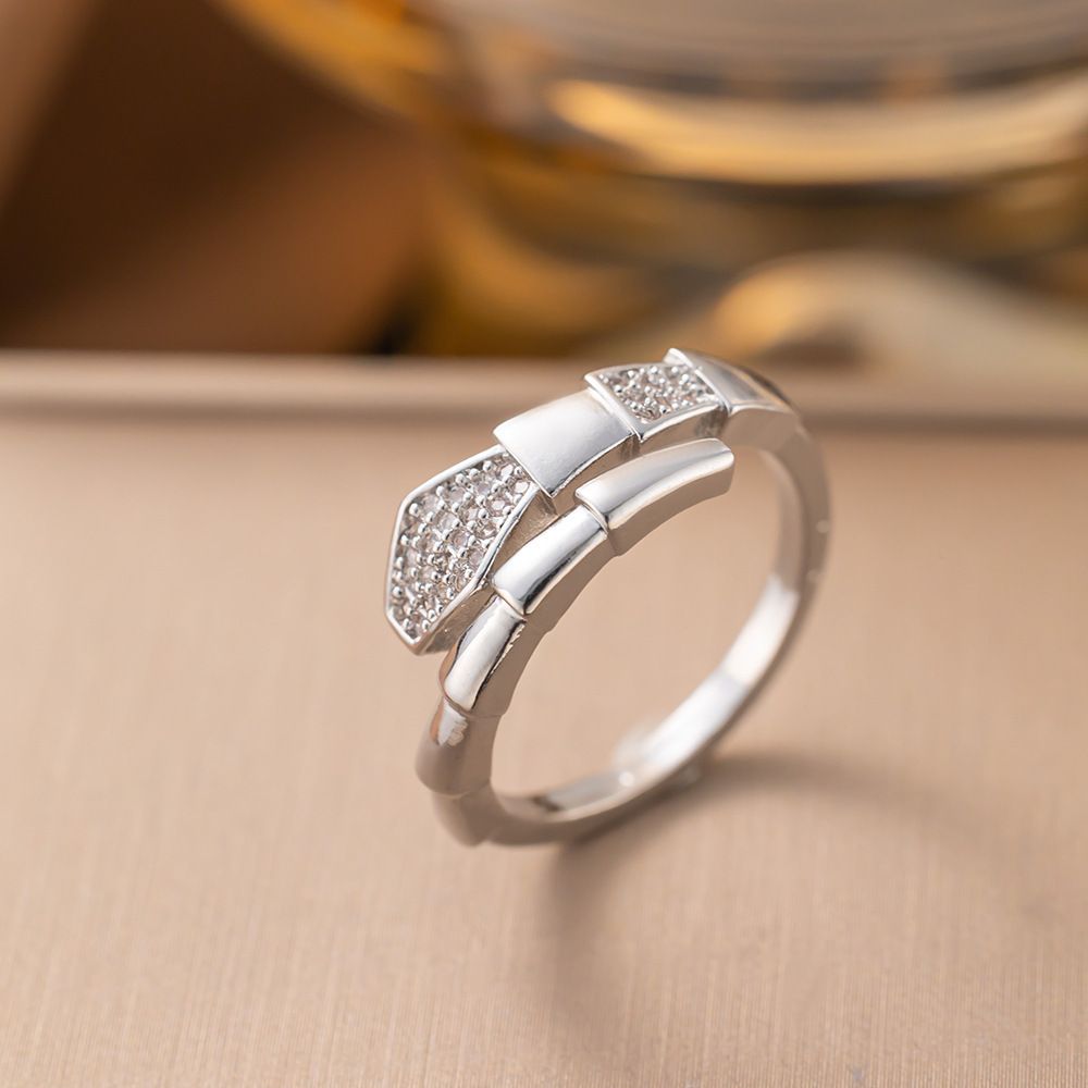 MYKI Geometric Crystal Adjustable Ring | Anti Tarnish Finish (MKR785-SSYI)