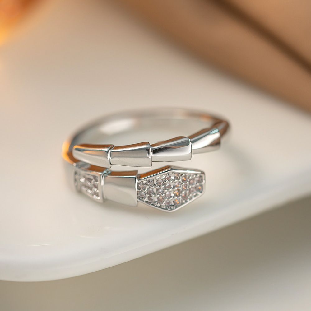 MYKI Geometric Crystal Adjustable Ring | Anti Tarnish Finish (MKR785-SSYI)