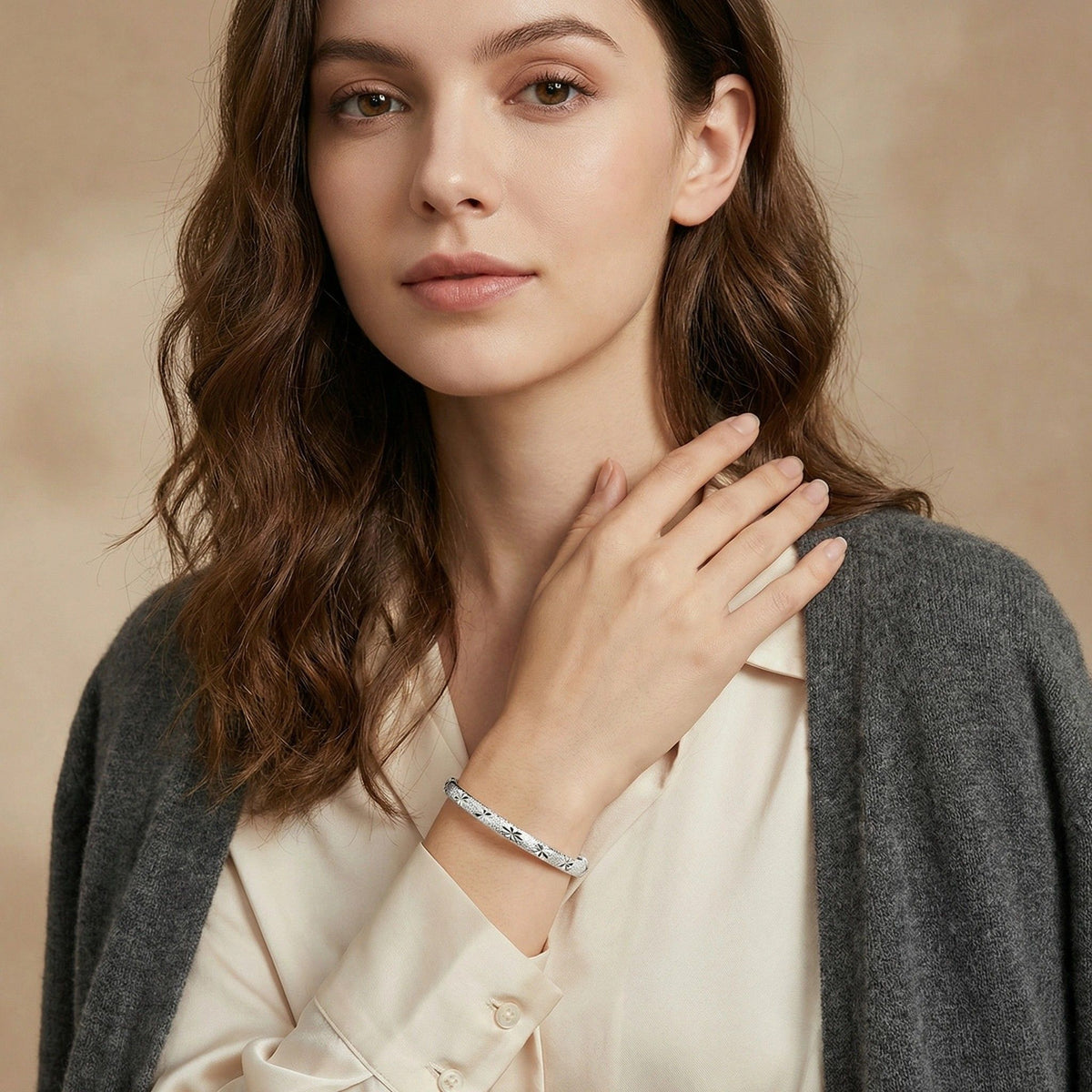 MYKI Alluring Silver Plated Kada (MKBRAD165)