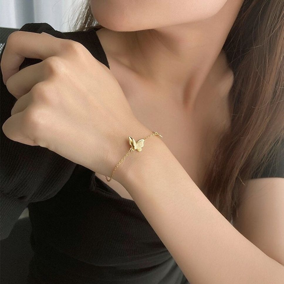MYKI Gorgeous Double Butterfly gold plated Loose Bracelet (MKBRAD314G)