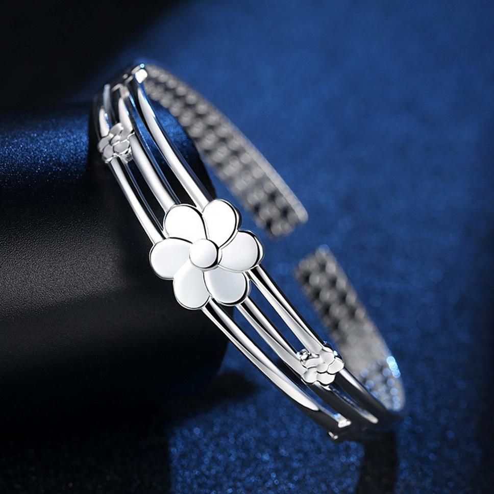 MYKI Simple Flower Sterling Silver kada Bracelet (MKBRAD343S)