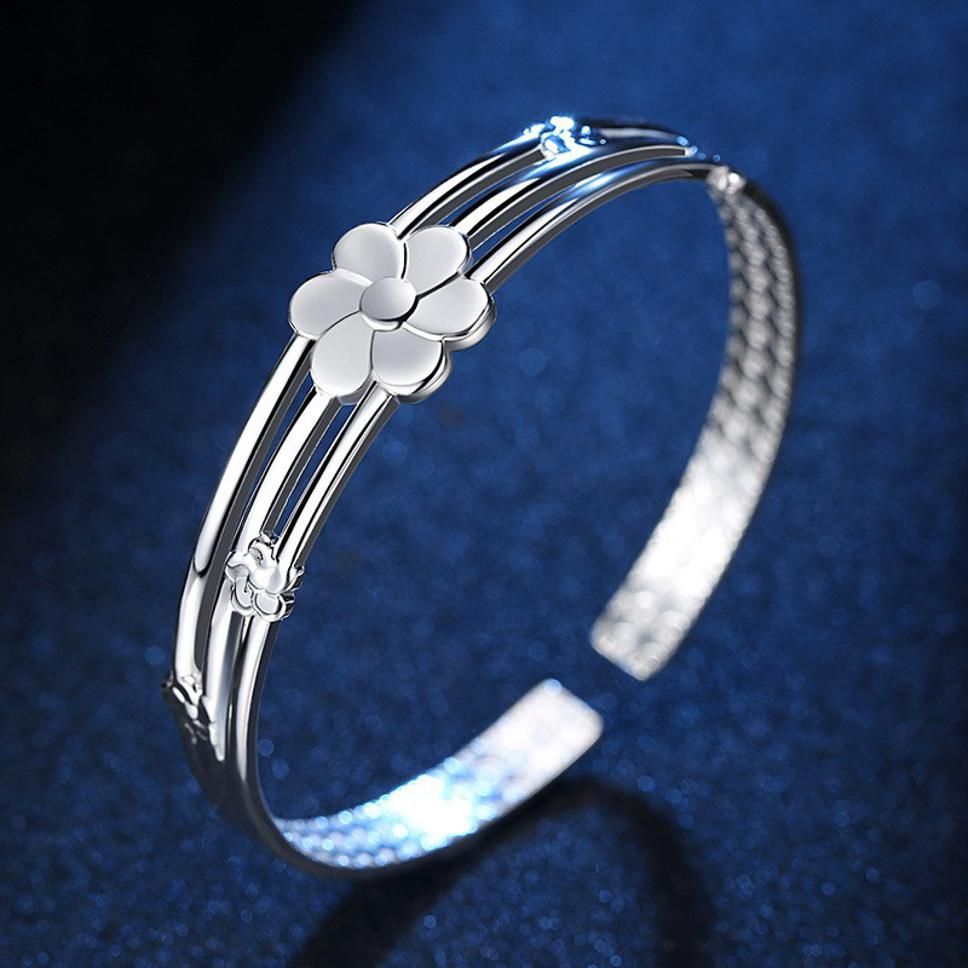 MYKI Simple Flower Sterling Silver kada Bracelet (MKBRAD343S)