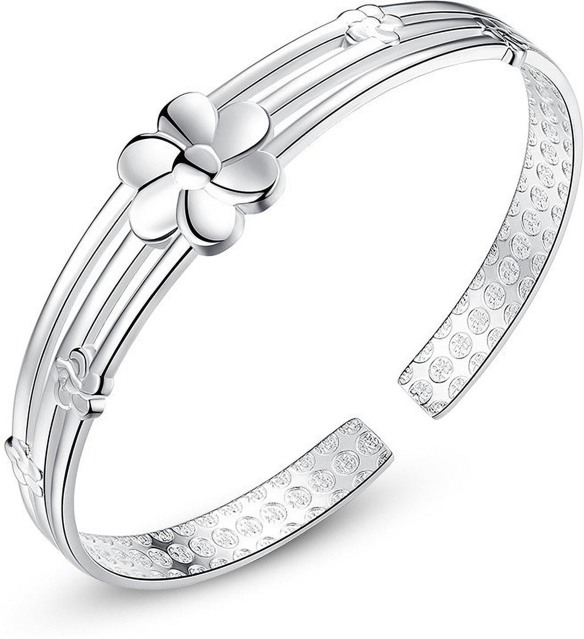 MYKI Simple Flower Sterling Silver kada Bracelet (MKBRAD343S)