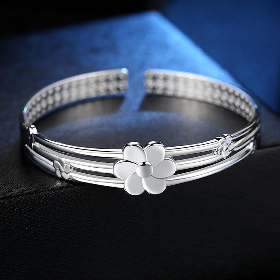 MYKI Simple Flower Sterling Silver kada Bracelet (MKBRAD343S)
