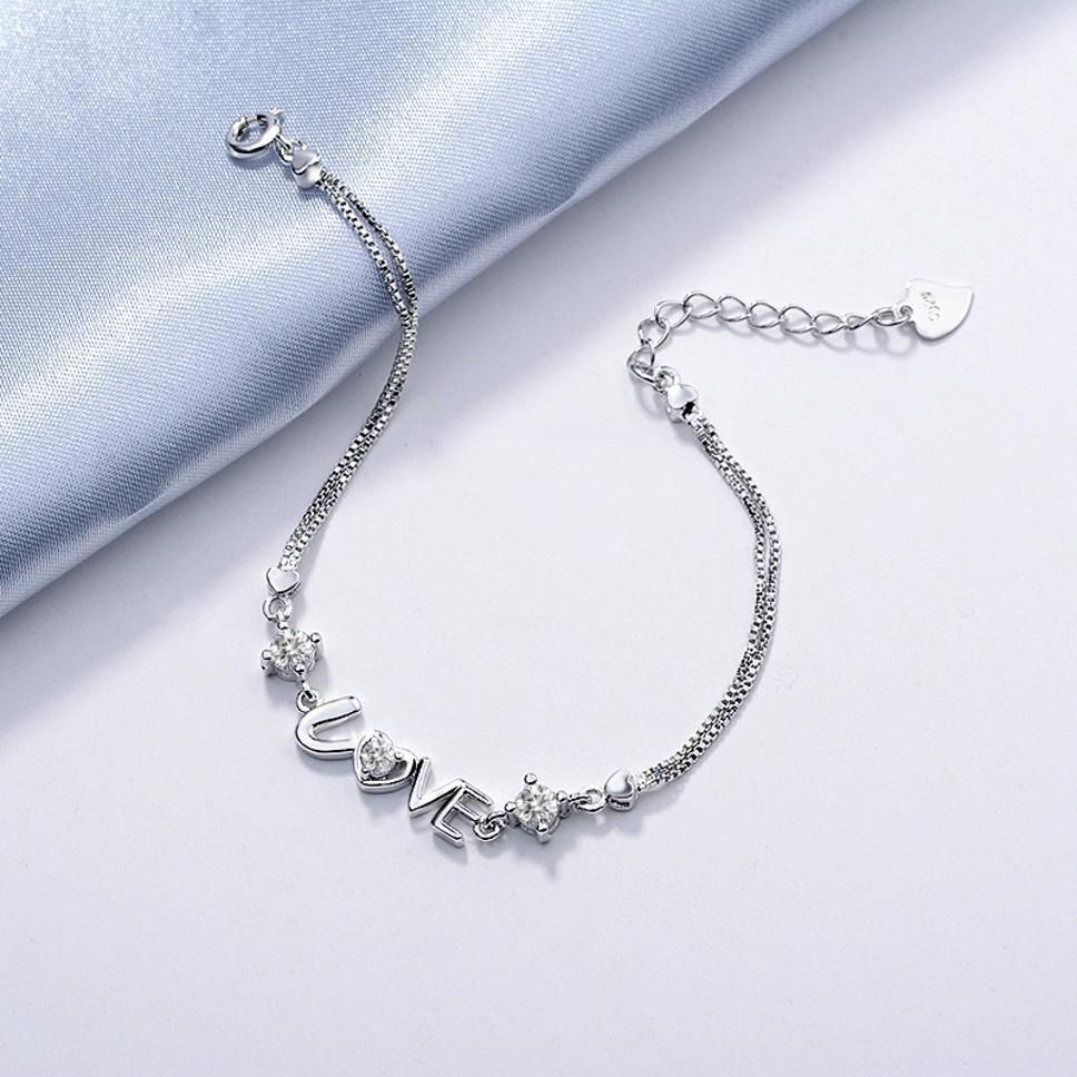 MYKI Love Purple Crystal Bracelet (MKBRAD347S-WHITE)